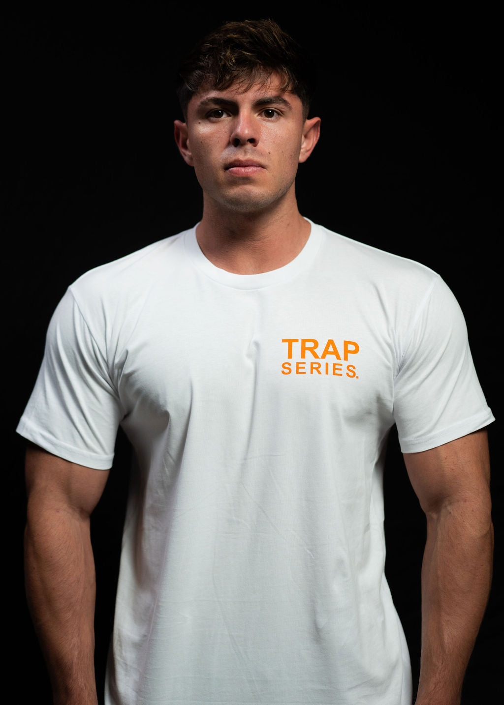 WHITE ORANGE TRAP SERIES T-SHIRT